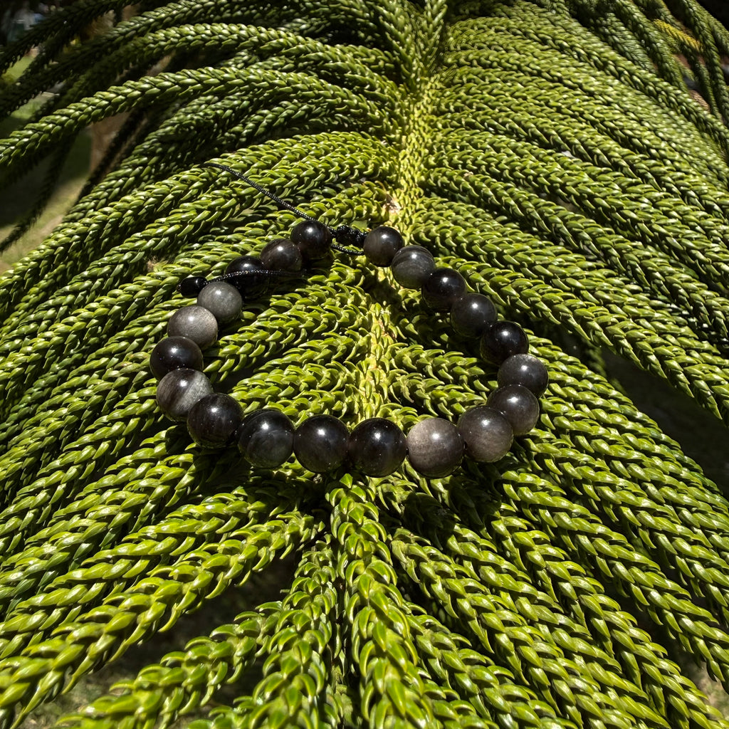 Pulsera de Obsidiana Plateada
